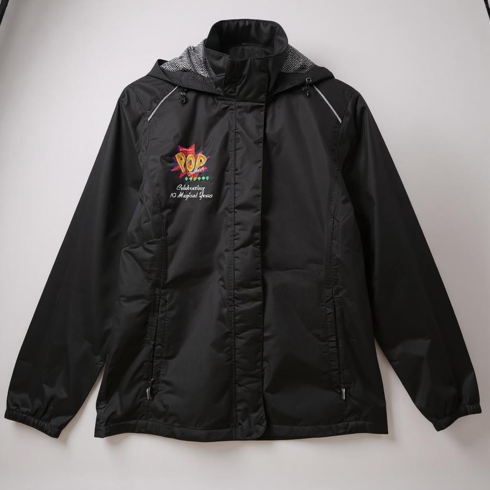 Disney Parks Pop Century‎ Windbreaker Jacket 10 Year Logo Women’s M Black Zip